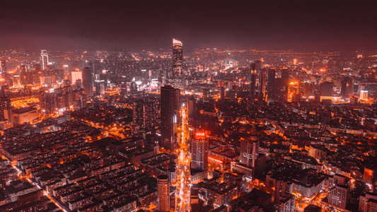 沈阳市-夜景-黑金-夜景-城市风光 图片素材