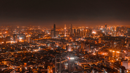 沈阳市-夜景-黑金-夜景-城市风光 图片素材