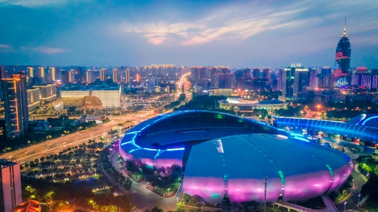 航拍-中国城视-城市-城市风光-常州体育馆 图片素材