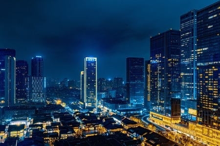 建筑-城市-夜景-光路-城市 图片素材