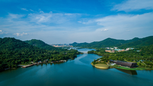 杭州市-唯美-湘湖-风光-航拍 图片素材