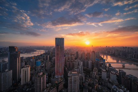 重庆-解放碑-晚霞-城市-城市风光 图片素材