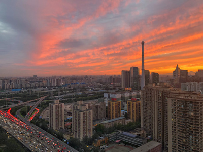 剪影-北京市-晚霞-夕阳-远景 图片素材