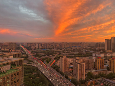 剪影-北京市-晚霞-夕阳-远景 图片素材