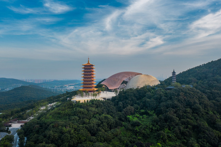 南京市-牛首山-佛顶宫-兰天白云-风景 图片素材