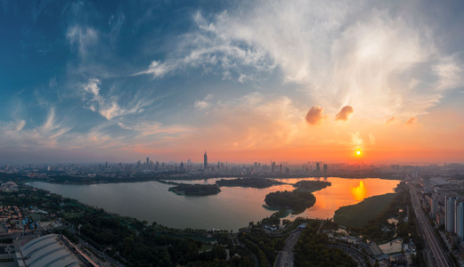 南京市-玄武湖-日落-彩霞-绚烂 图片素材