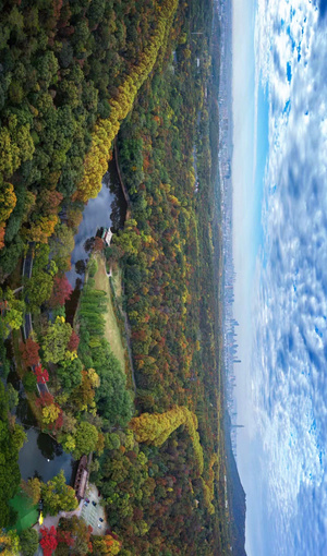 南京市-水榭-秋色-山-湖 图片素材