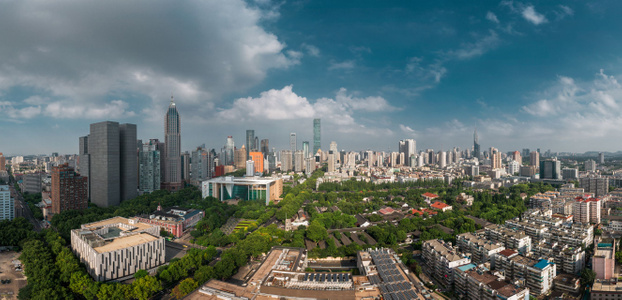 南京市-建筑-兰天白云-新街口-南京图书馆 图片素材