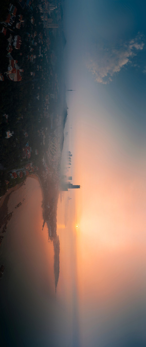 青岛市-日出-海边-海-海港 图片素材
