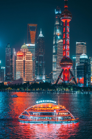 旅行-夜景-上海-外滩-灯光秀 图片素材