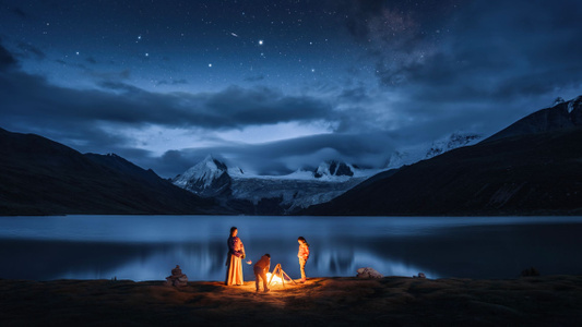 星空-银河-西藏-萨普-夜色 图片素材