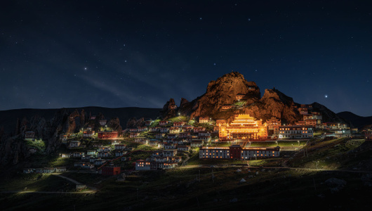 孜珠寺-夜晚-星空-夜景-建筑 图片素材