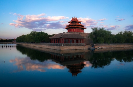 北京市-故宫博物院-角楼-晚霞-古建筑 图片素材