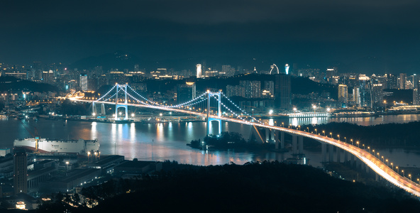haida滤镜签约-桥梁-城市-夜景-海沧大桥 图片素材