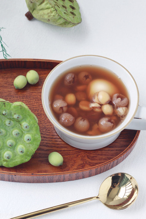 下午茶-青莲-鸡蛋桂圆莲子糖水-食物-美食 图片素材