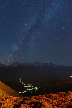 蓝色-旅途-梅里-卡瓦格博-星空 图片素材