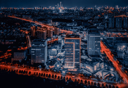 上海市-静安区-协信星光-夜景-大疆航拍 图片素材