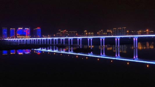 南充市-手机摄影-城市印象-灯光秀-嘉陵江 图片素材