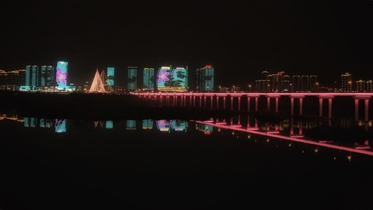 南充市-手机摄影-城市印象-灯光秀-嘉陵江 图片素材