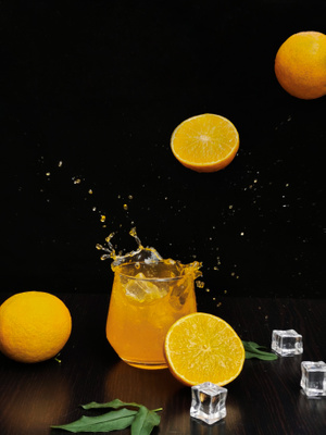 水花-橙子-橙子-水果-食物 图片素材