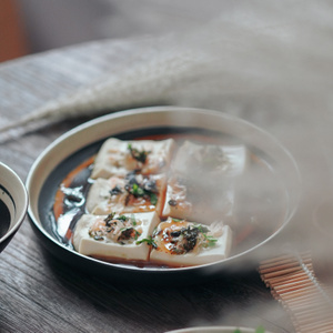 饭团-豆腐-盘子-芦苇-静物 图片素材