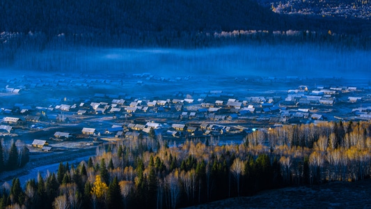 禾木-风光-房屋-山村-乡村 图片素材