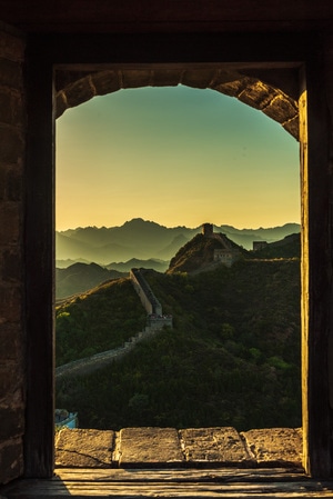 宅家-长城日落-江山-画卷-风景 图片素材