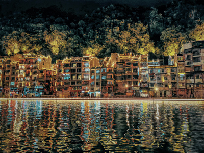 黔东南苗族侗族自治州-镇远古镇-夜景-灯光-镇远古镇 图片素材