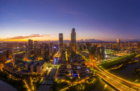 宁波市-夜景￼-黎明￼-城市-城市风光 图片素材