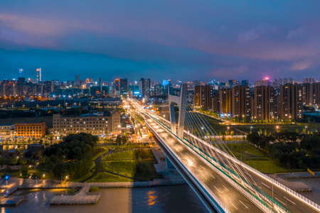宁波市-航拍-夜景-城市-城市风光 图片素材