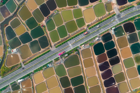 宁波市-航拍-海鲜养殖基地-调色盘-道路 图片素材