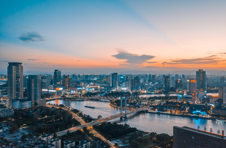 宁波市-航拍-夜景-城市-城市风光 图片素材