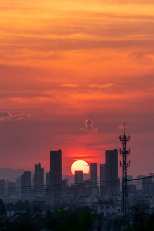 宁波-日落￼-晚霞￼-风景-风光 图片素材