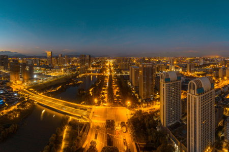 宁波市-夜景￼-黎明￼-城市-城市风光 图片素材