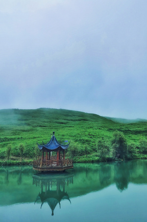 宁德市-草场-风景-亭子-湖 图片素材