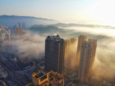宁德市-云雾-城市-城市风光-建筑 图片素材