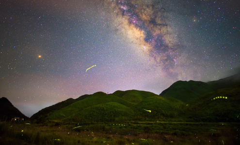 宁德市-星空-萤火虫-银河-自然 图片素材