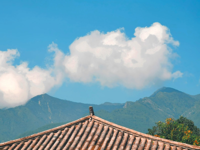 大理白族自治州-天空-风景-风光-屋顶 图片素材