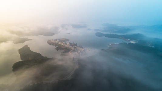 绵阳市-仙海-云海航拍-仙海-自然 图片素材