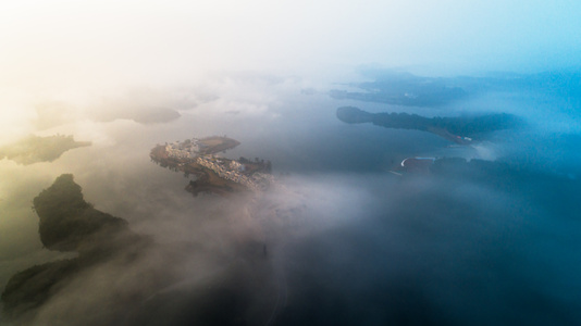 绵阳市-仙海-云海航拍-仙海-自然 图片素材