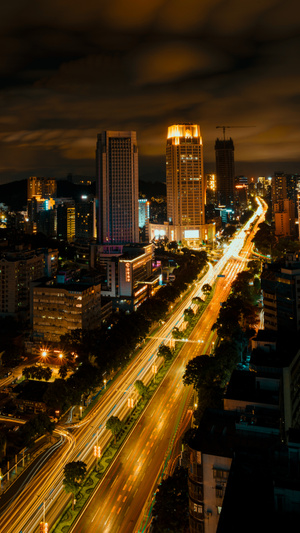 珠海市-建筑-夜景-九洲大道-建筑 图片素材