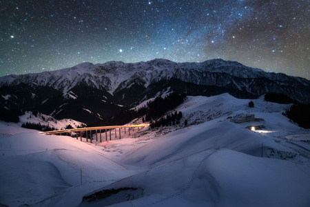 风光-星空-雪山-自然-银河 图片素材