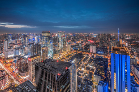 城市地标-城市风光-夜景-成都-天际线 图片素材