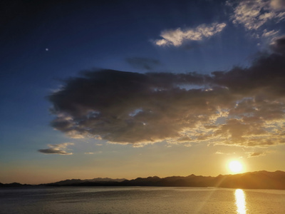 ☁-夕阳西下-湖水-自然-风光 图片素材