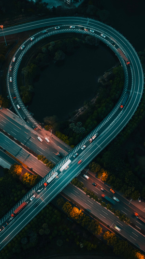 温州市-高速公路-航拍-夜景-公路 图片素材