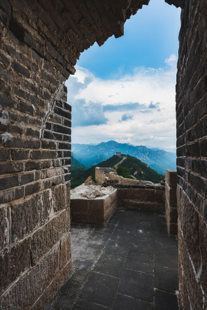 古建筑-蜿蜒-长城-道路-遮阳 图片素材