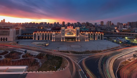 地标-夜色-夜景-建筑-火车站 图片素材