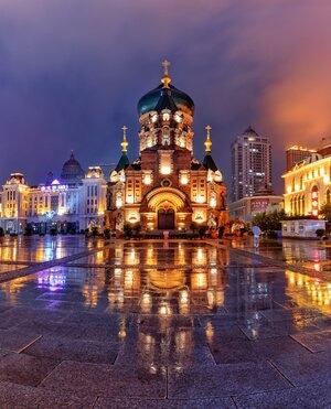 夜色-哈尔滨市-地标-建筑-房屋 图片素材