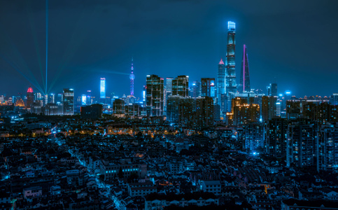 天际线-城市风光-城市夜景-上海-老城厢 图片素材