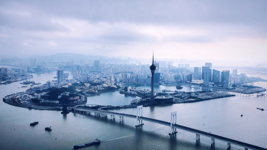 haida滤镜签约-珠海市-澳门-城市风光-河 图片素材